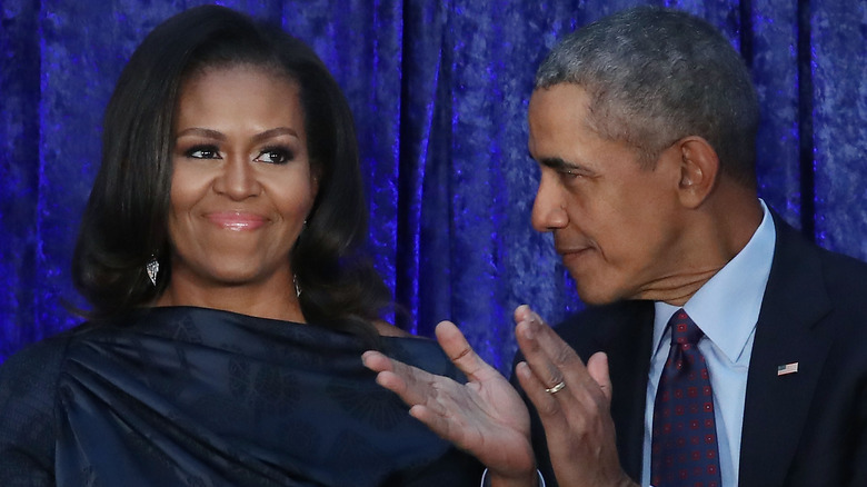 Barack looking lovingly at Michelle