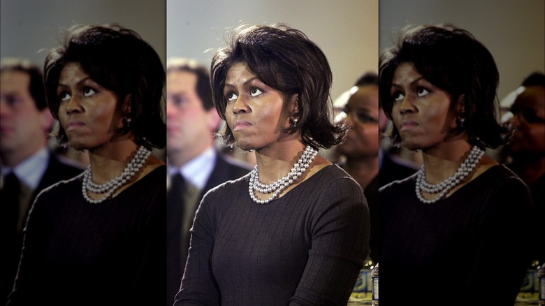 Michelle Obama looking up