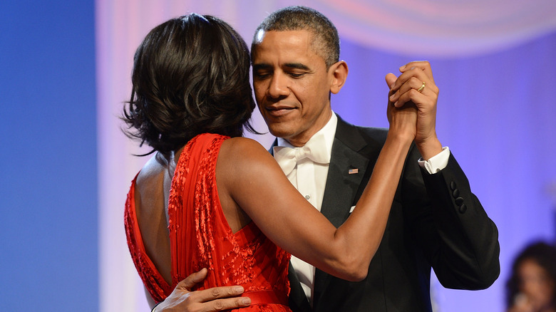 Michelle and Barack Obama dancing