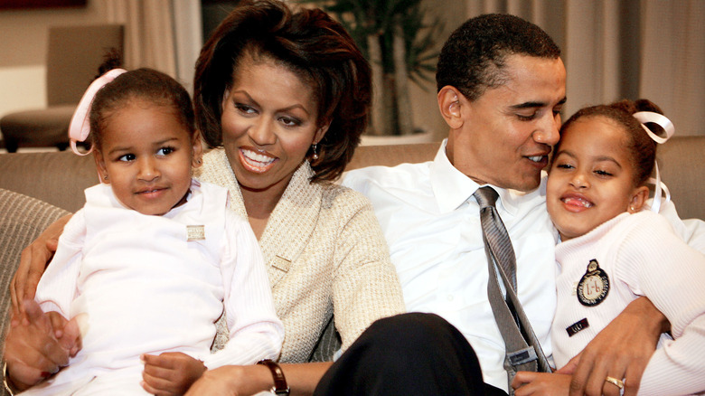 Sasha, Michelle, Barack, and Malia Obama