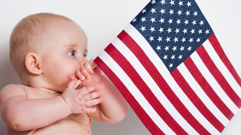 Baby with American flag