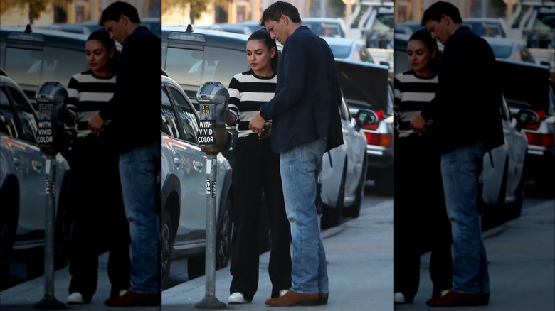 Mila Kunis and Ashton Kutcher at parking meter