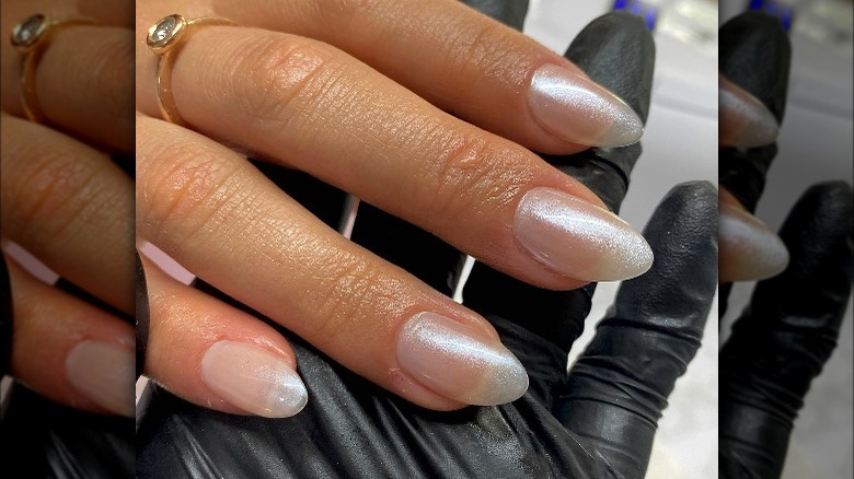 Sheer white nails