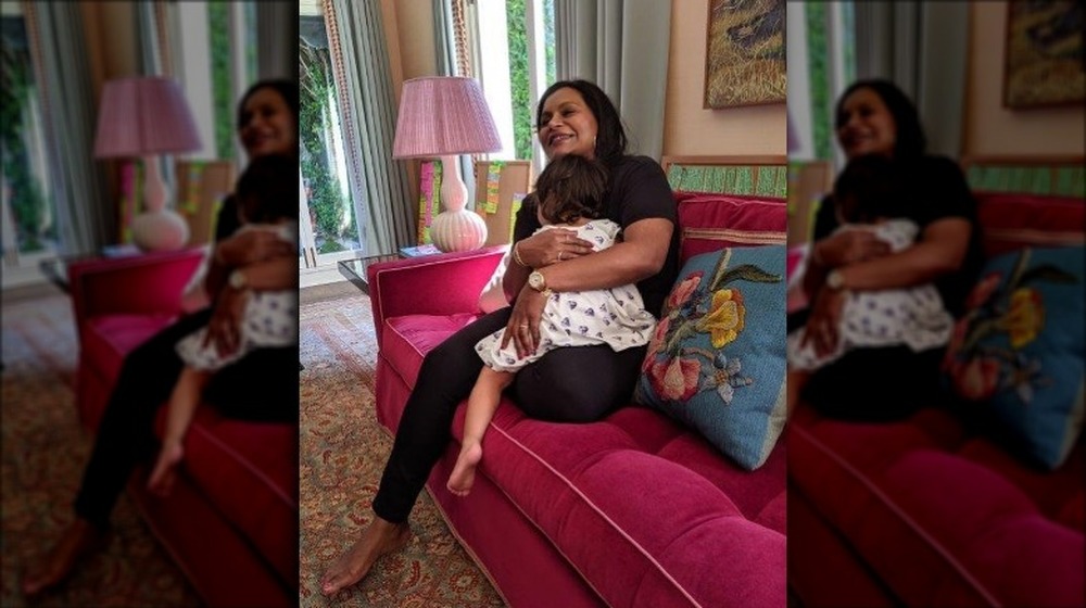 Mindy Kaling hugging daughter Katharine