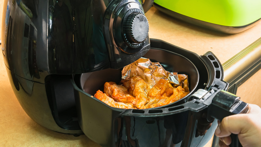 Chicken cooking in air fryer