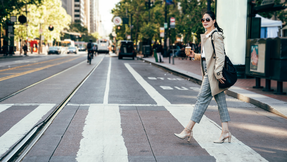 Woman walking in high heels