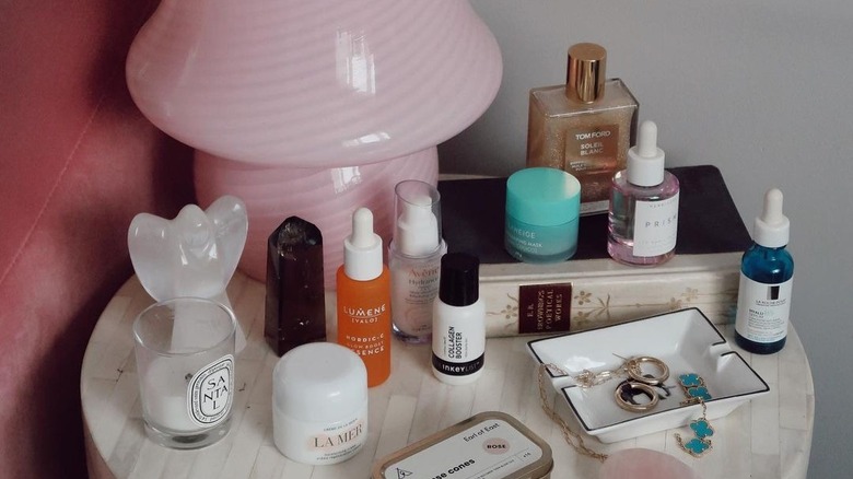 Skincare collection on table