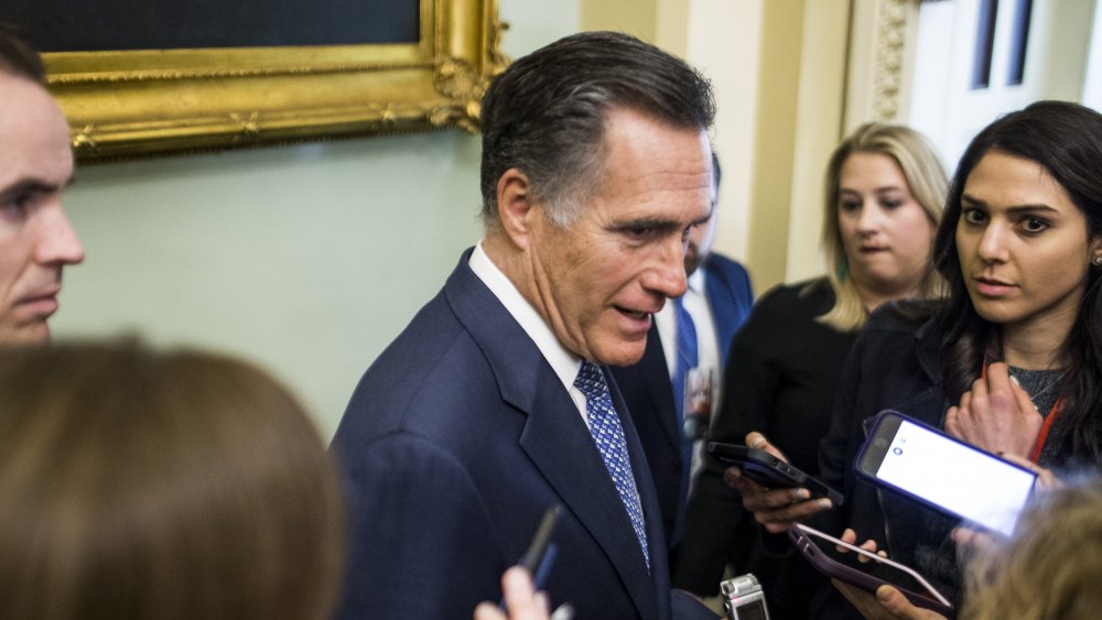 Mitt Romney during a scrum