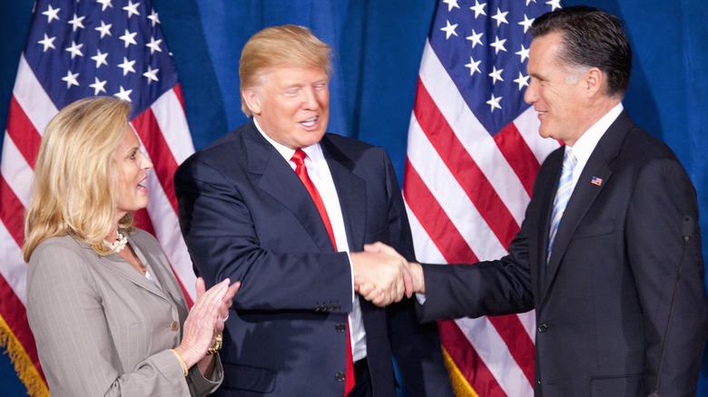 Romney and Trump shaking hands