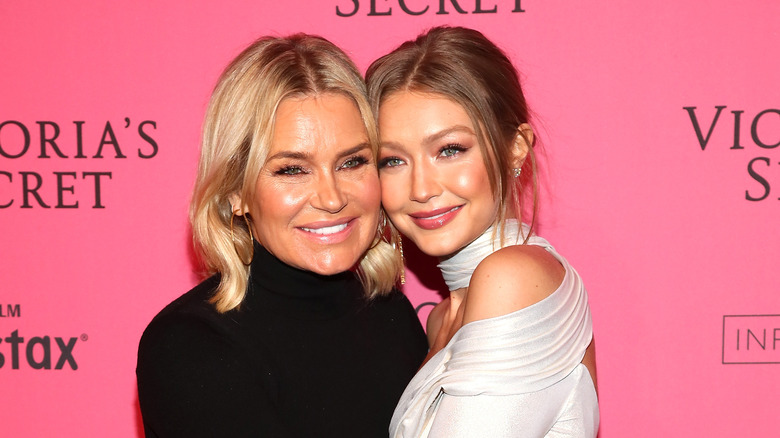 Yolanda Hadid hugging Gigi Hadid