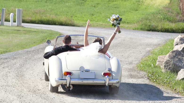 Couple in getaway car