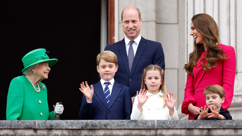 Queen Elizabeth with the Wales'