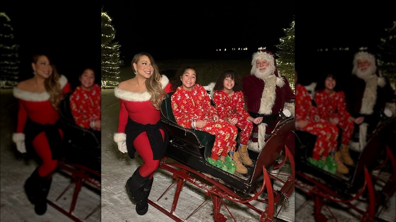 Mariah Carey, Monroe Cannon, Moroccan Cannon celebrating Christmas