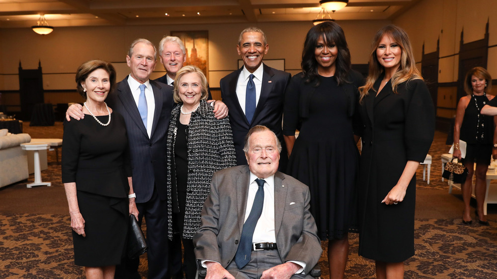 Former presidents and first ladies with Melania Trump