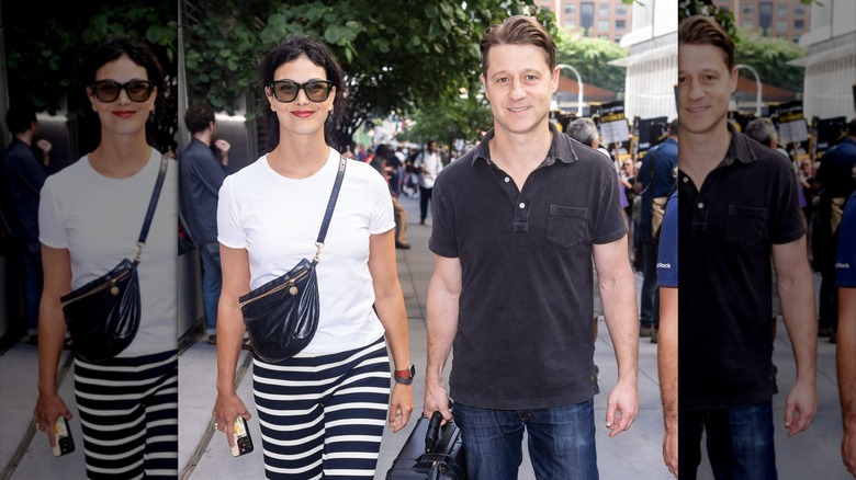 Ben McKenzie and Morena Baccarin protesting at the SAG-AFTRA strike in 2023