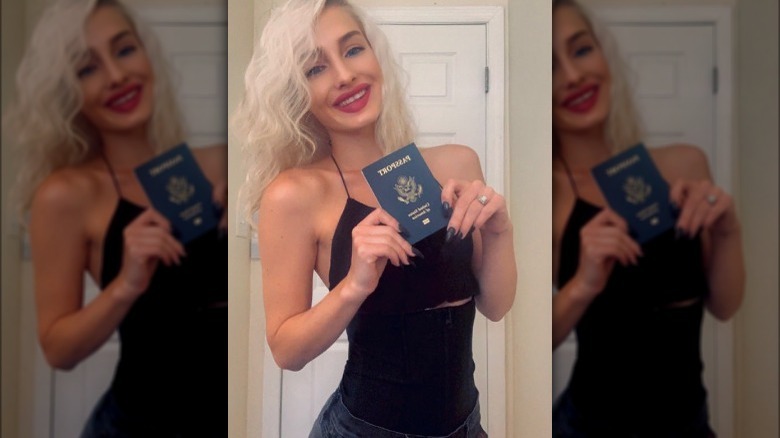 Moriah Jasper Plath showing off her passport and a mysterious ring on Instagram