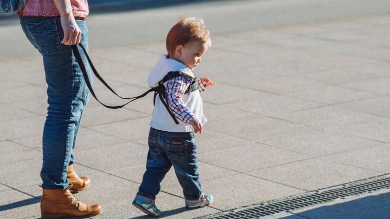 child on leash