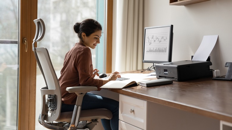 Woman working at a desk