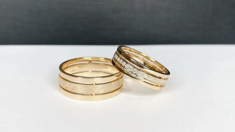 Two yellow gold wedding bands 