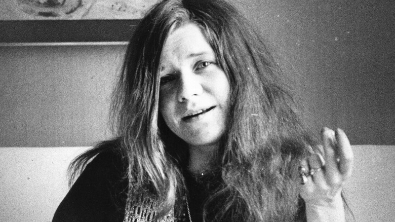 Janis Joplin in black and white