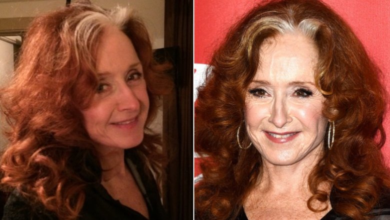 Bonnie Raitt without and with makeup