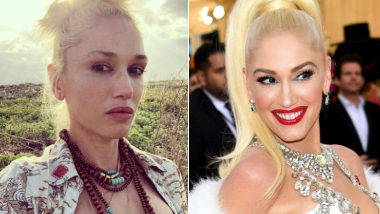 Gwen Stefani, without and with makeup