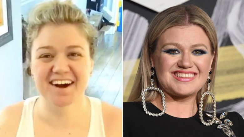 Kelly Clarkson without and with makeup