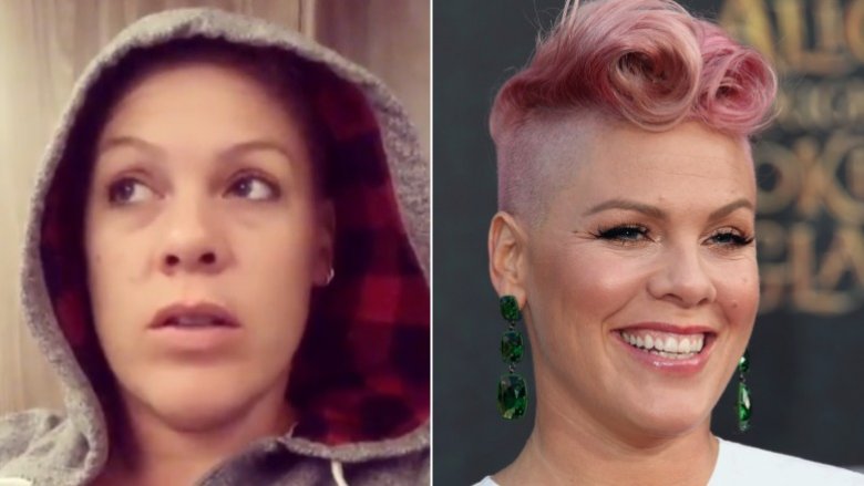 Pink without and with makeup
