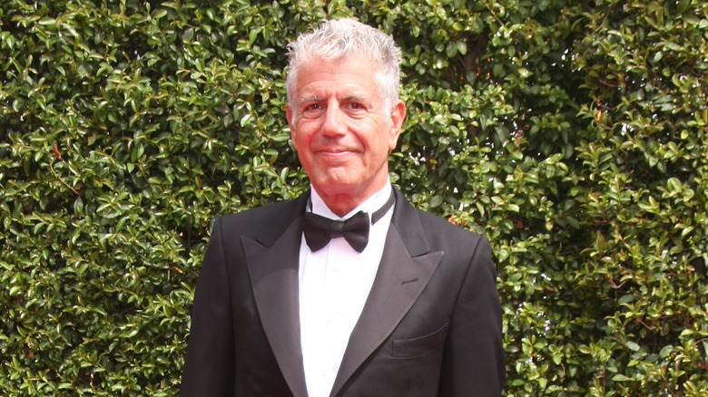 Anthony Bourdain wearing a tuxedo