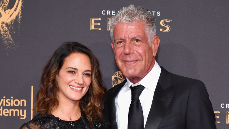 Asia Argento and Anthony Bourdain smiling