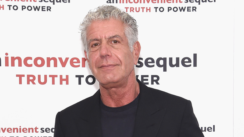 Anthony Bourdain wearing black