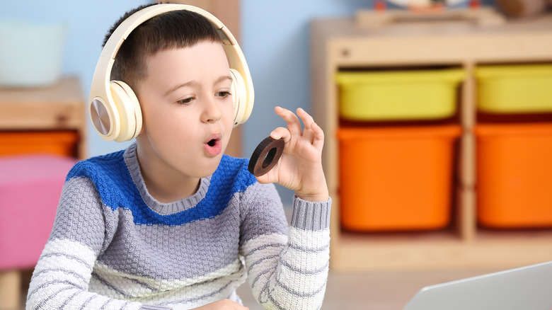 Child using audio materials 