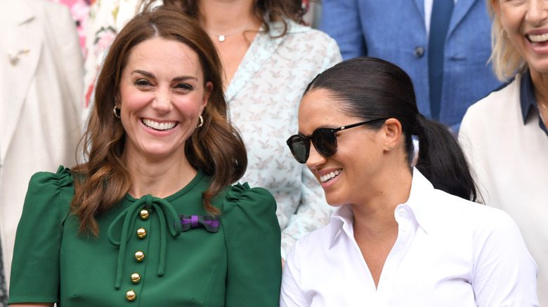 Kate Middleton and Meghan Markle at Wimbledon in 2019