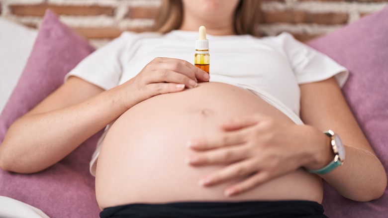 Pregnant woman with serum