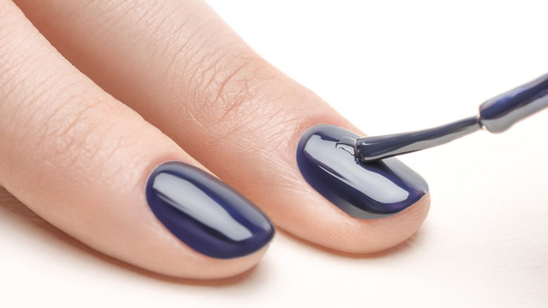 Navy blue nail polish 