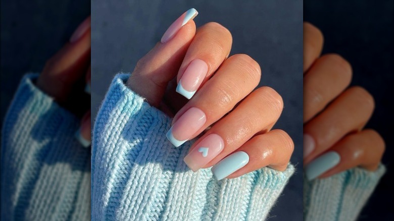 French manicure with heart