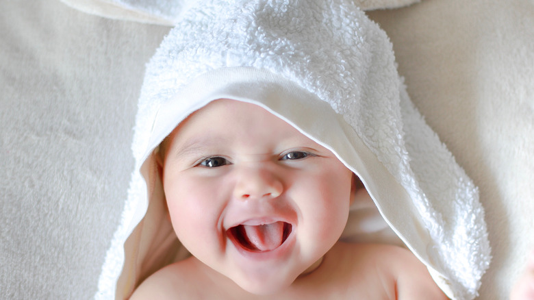 Boy boy in a towel after a bath