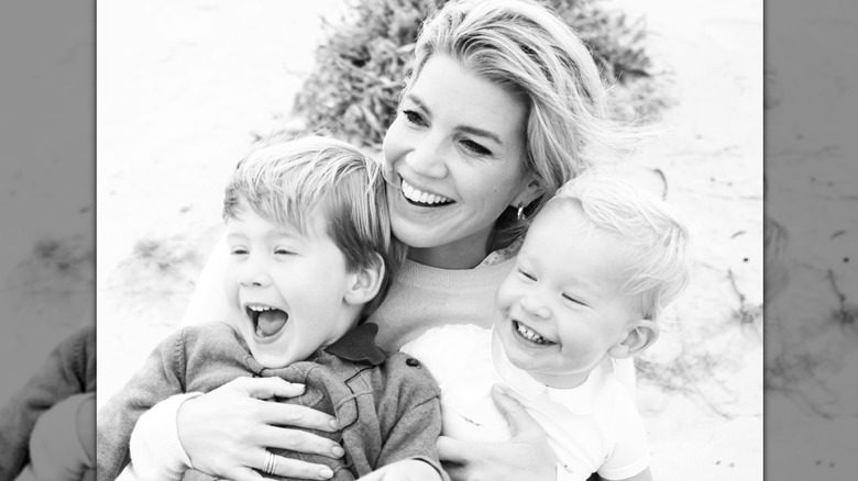 Natasha Archer with her sons, Theo and Otto