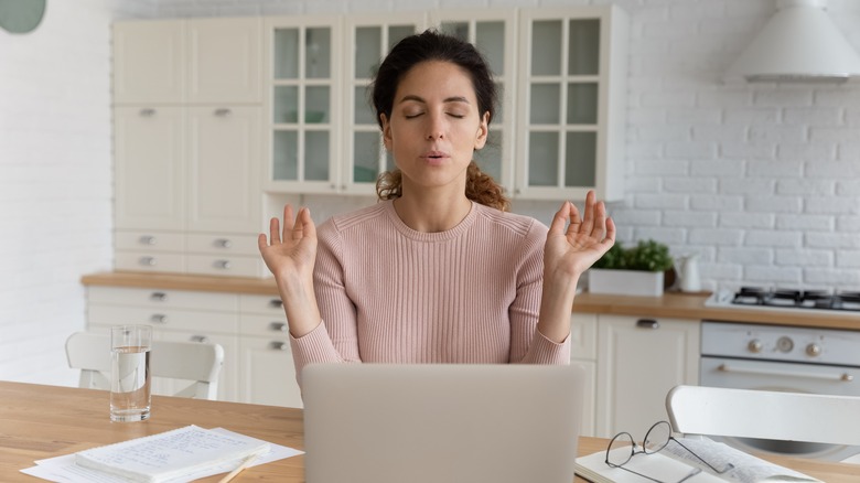 woman trying to calm down