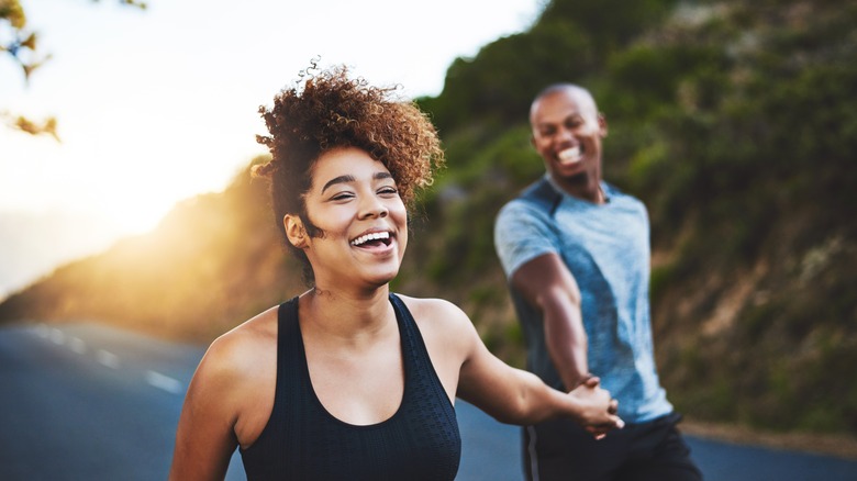 Couple on a run together