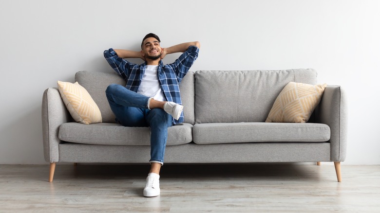 man relaxing alone