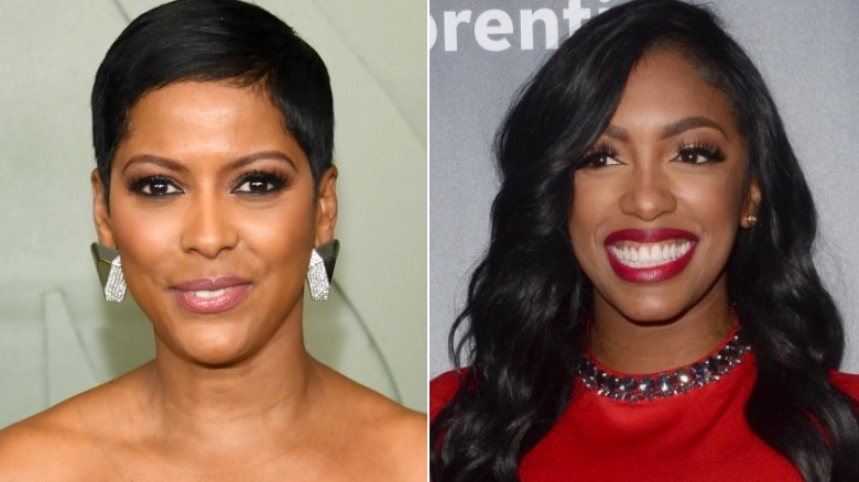 split image of Tamron Hall and Porsha Wiliams smiling