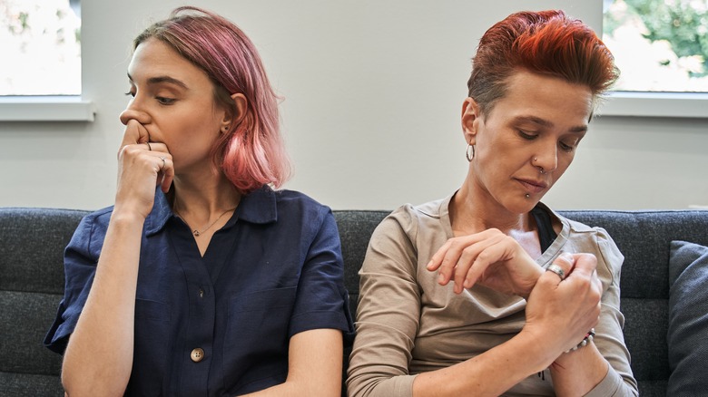 Lesbian couple fighting 