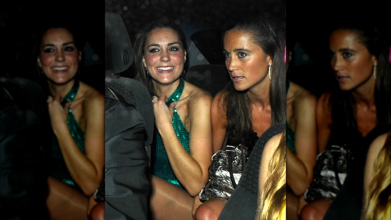 Kate Middleton and Pippa Middleton in the back of a car after a night out in London