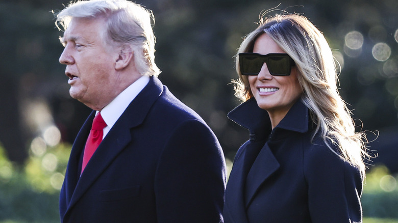 Donald and Melania Trump walk together