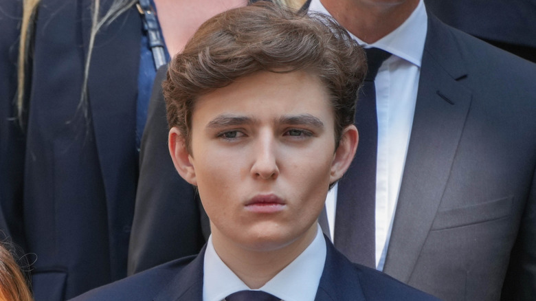 Barron Trump scowling