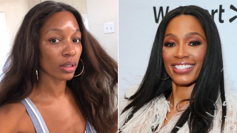 Cari Champion without and with makeup