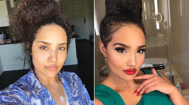 Demetria Obilor without and with makeup