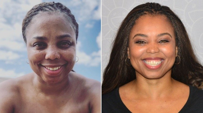 Jemele Hill without and with makeup