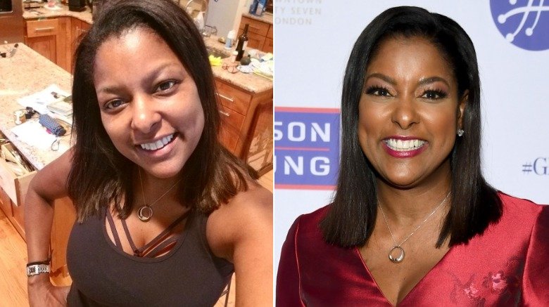 Lori Stokes without and with makeup